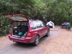 Setting up camp at Harris Beach State Park.